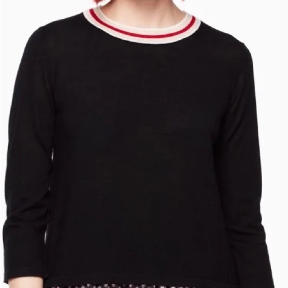 Kate Spade New York Mixed-Media Diamond print Peplum Sweater NWOT - Picture 2 of 7